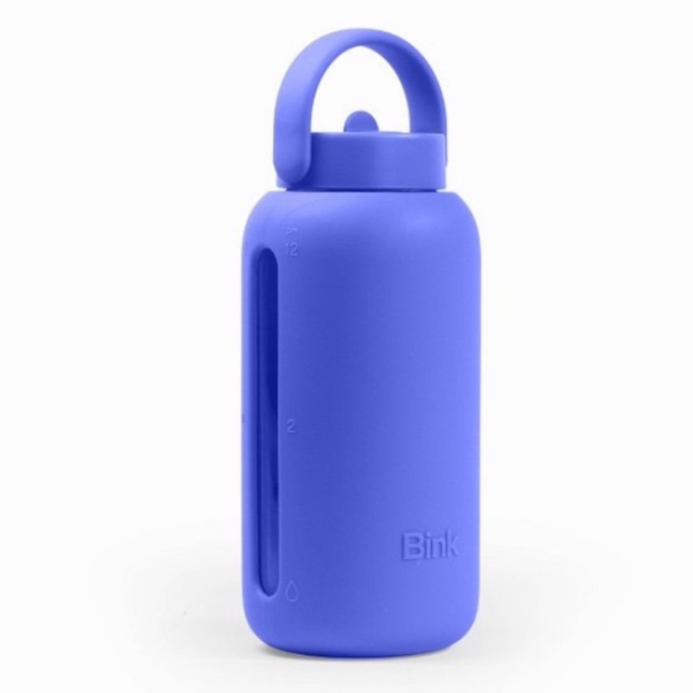 BINK NWT day glass water bottle w/ flip cap - azure purple -27oz